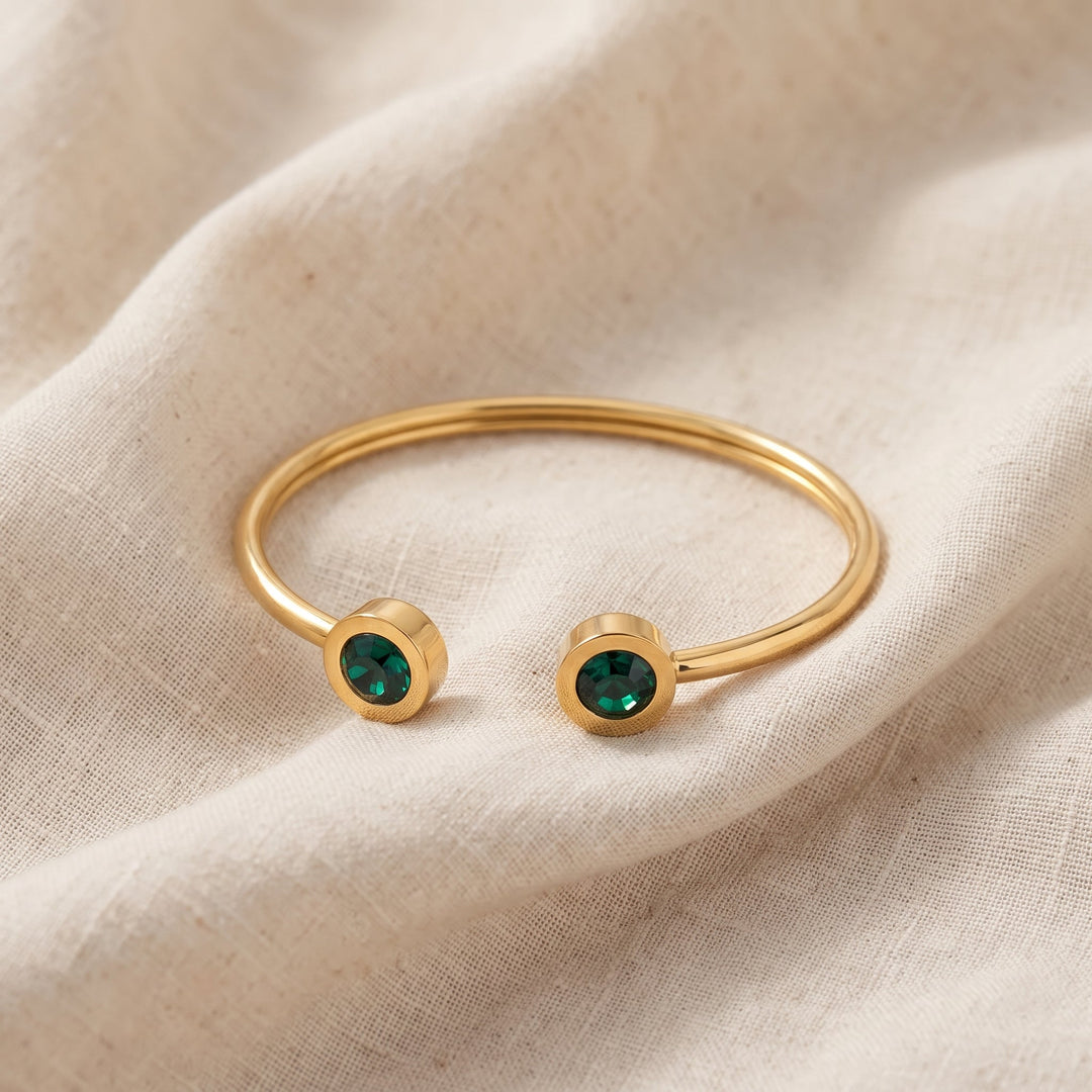 Bracciale Rigido Verde Smeraldo | Tonalità Oro