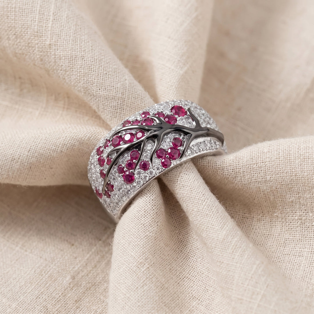 Anello Ruby Blossom Tree - Colore Argento