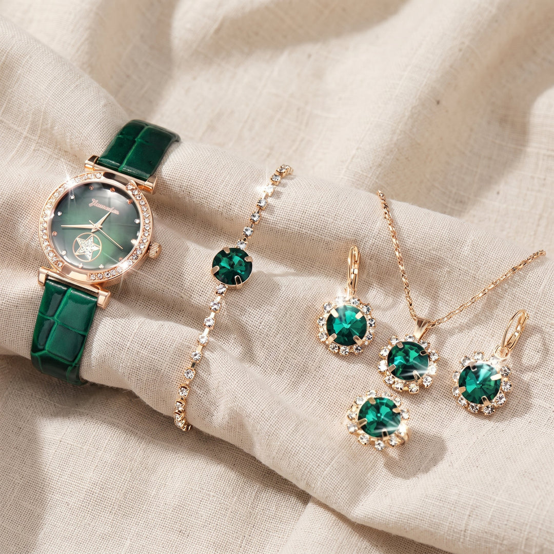Set di Gioielli Verdantra Timecourt in Oro con Gemma Verde Smeraldo