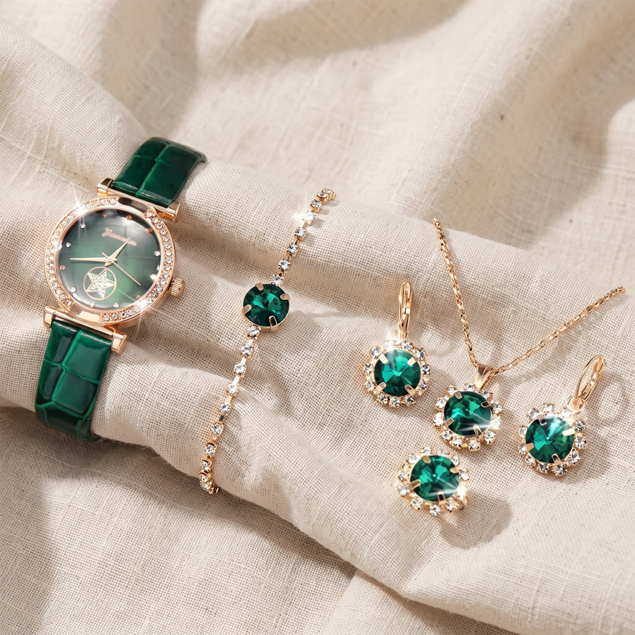 Set di gioielli Verdiana dorato verde smeraldo