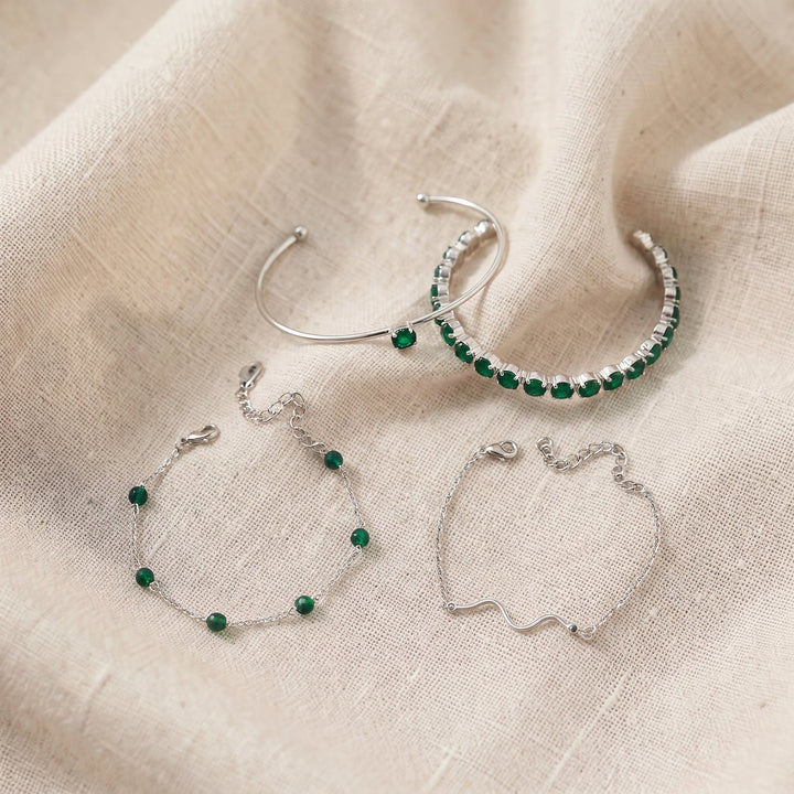 Set di Bracciali Sorina Feldwyn in Argento con Pietra Verde Smeraldo