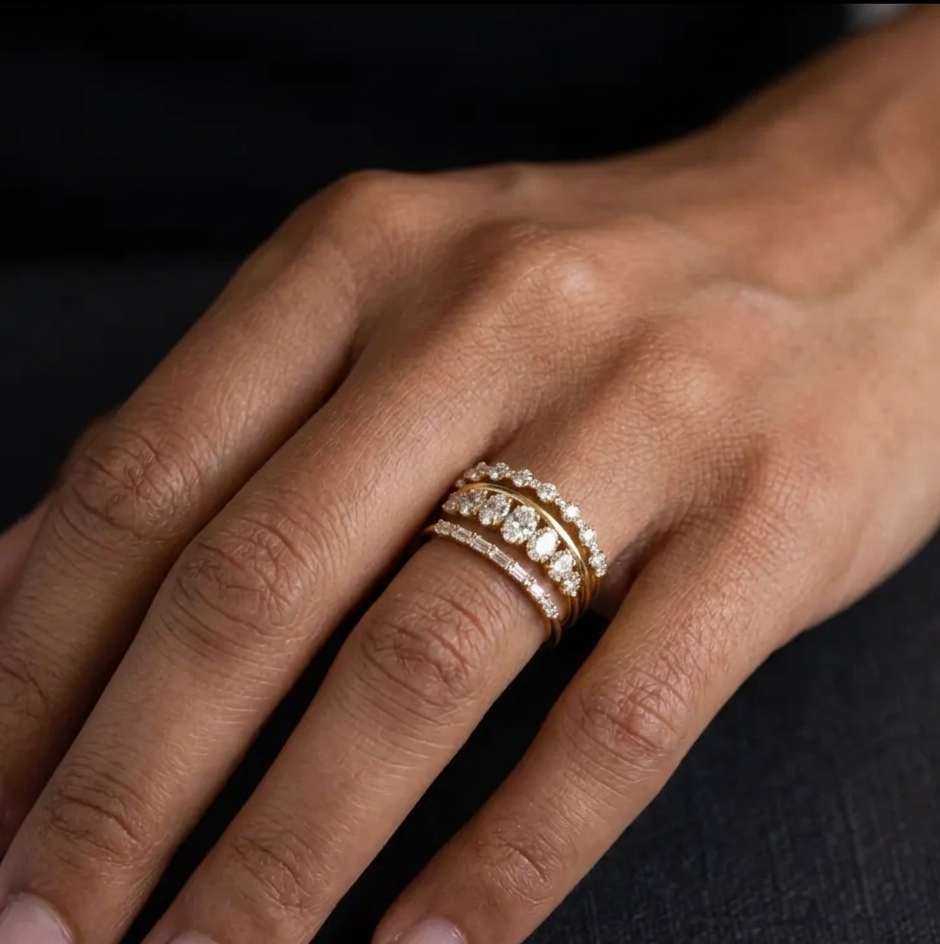 Set di Anelli Vintage Elegante con Cristalli di Zirconia