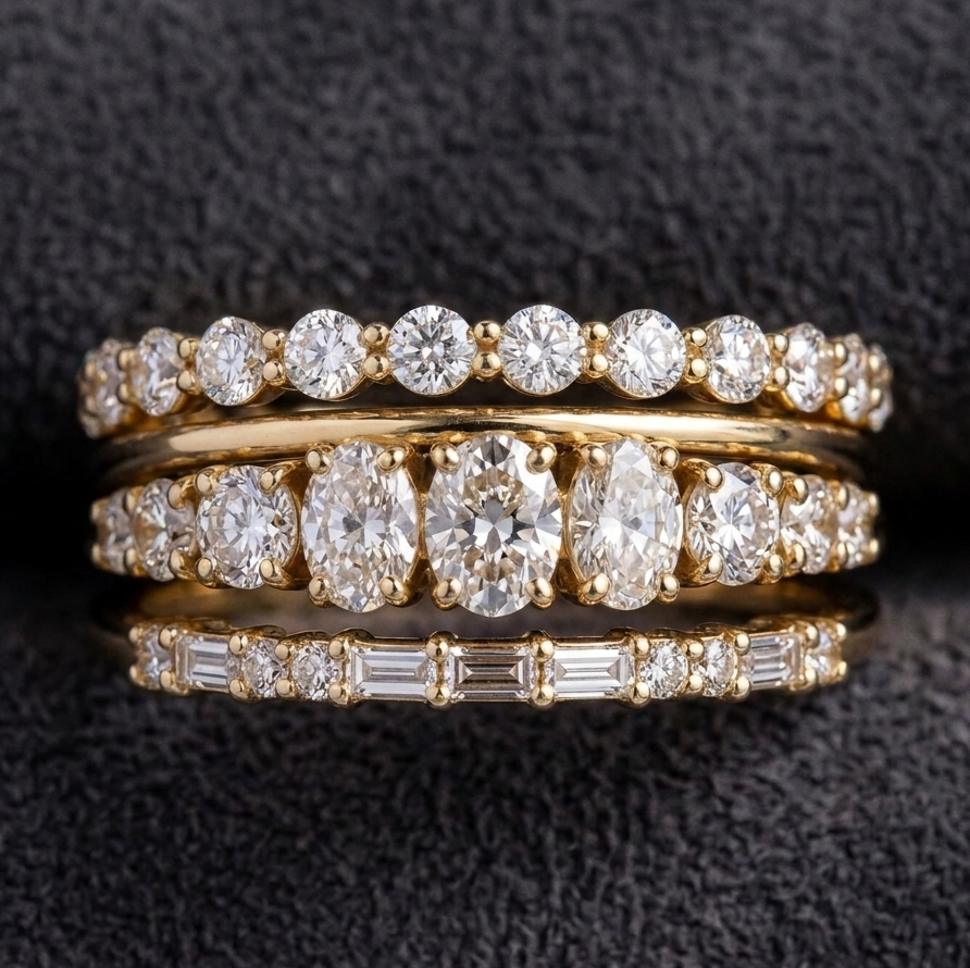 Set di Anelli Vintage Elegante con Cristalli di Zirconia