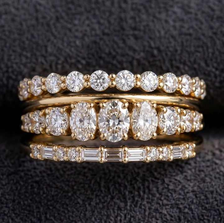 Set di Anelli Vintage Elegante con Cristalli di Zirconia