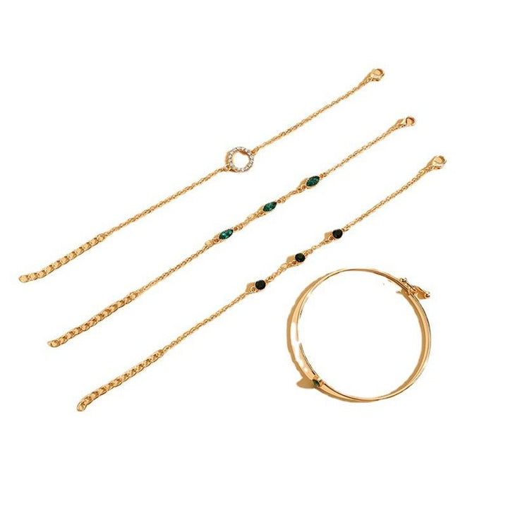 Set di 4 braccialetti verde smeraldo e oro – Stile Boho