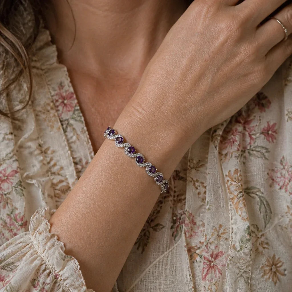 Bracciale in argento con anelli a cerchio