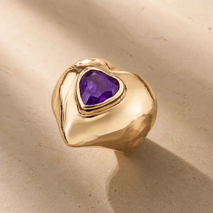 Anello cocktail in oro a forma di cuore