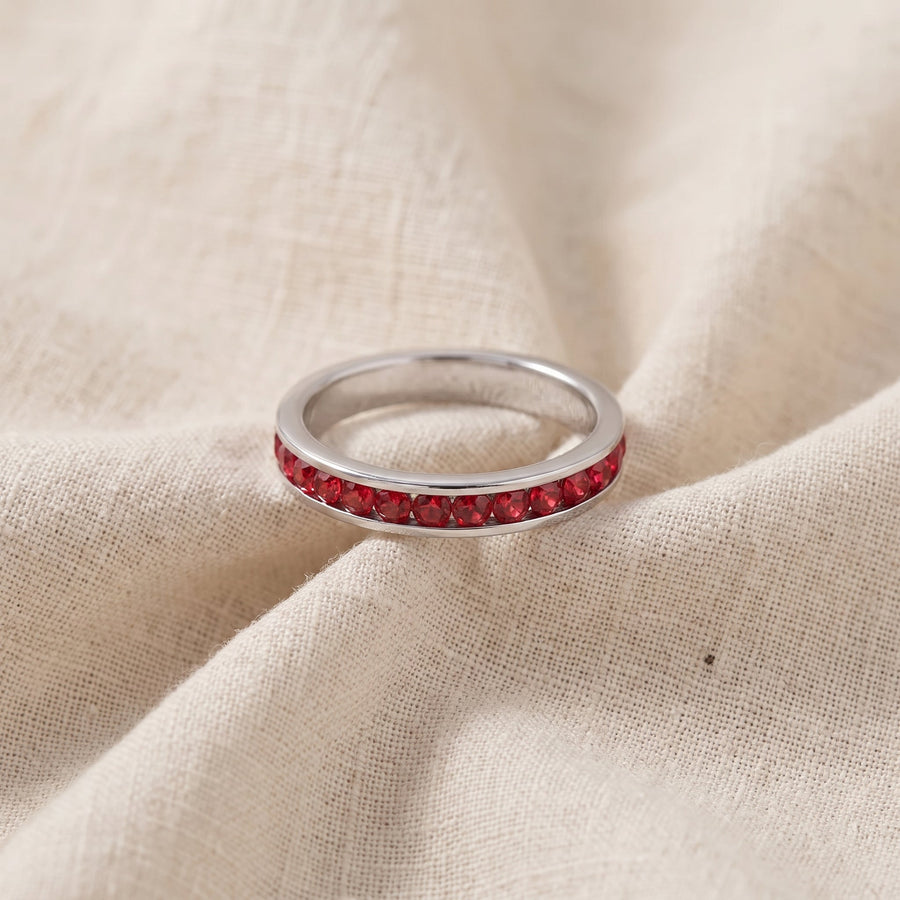 Anello Serena argentato rosso rubino