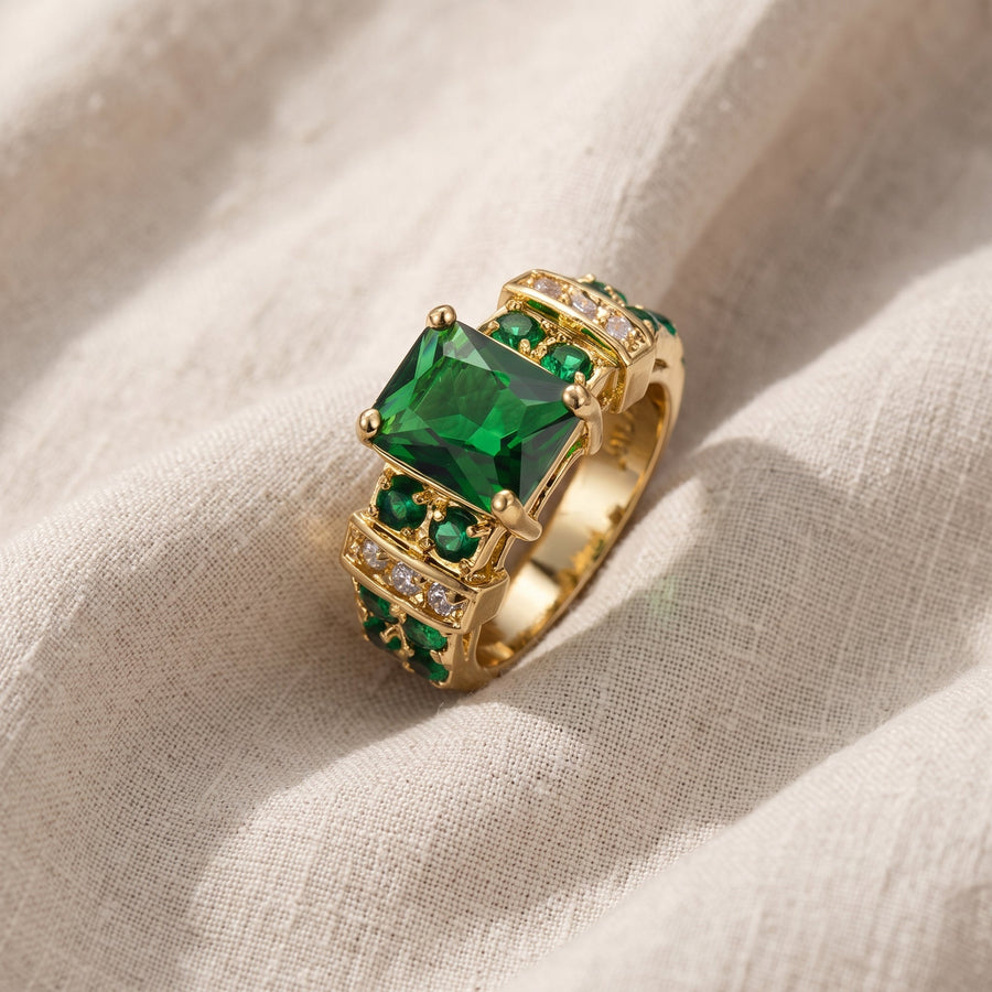 Anello Irene dorato verde smeraldo