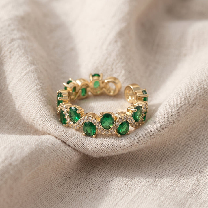 Anello Calira in Smaraldo Aperto | Tonalità Oro
