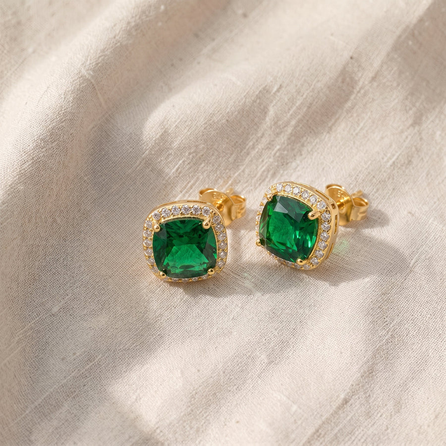 Orecchini Calista dorati verde smeraldo