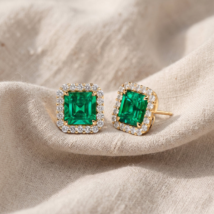 Orecchini Cinzia dorati verde smeraldo