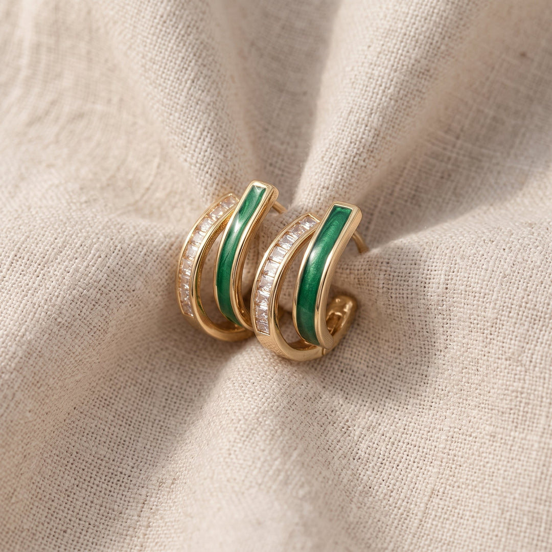 Orecchini Chloé Feuillage in Smaragd | Tonalità Oro
