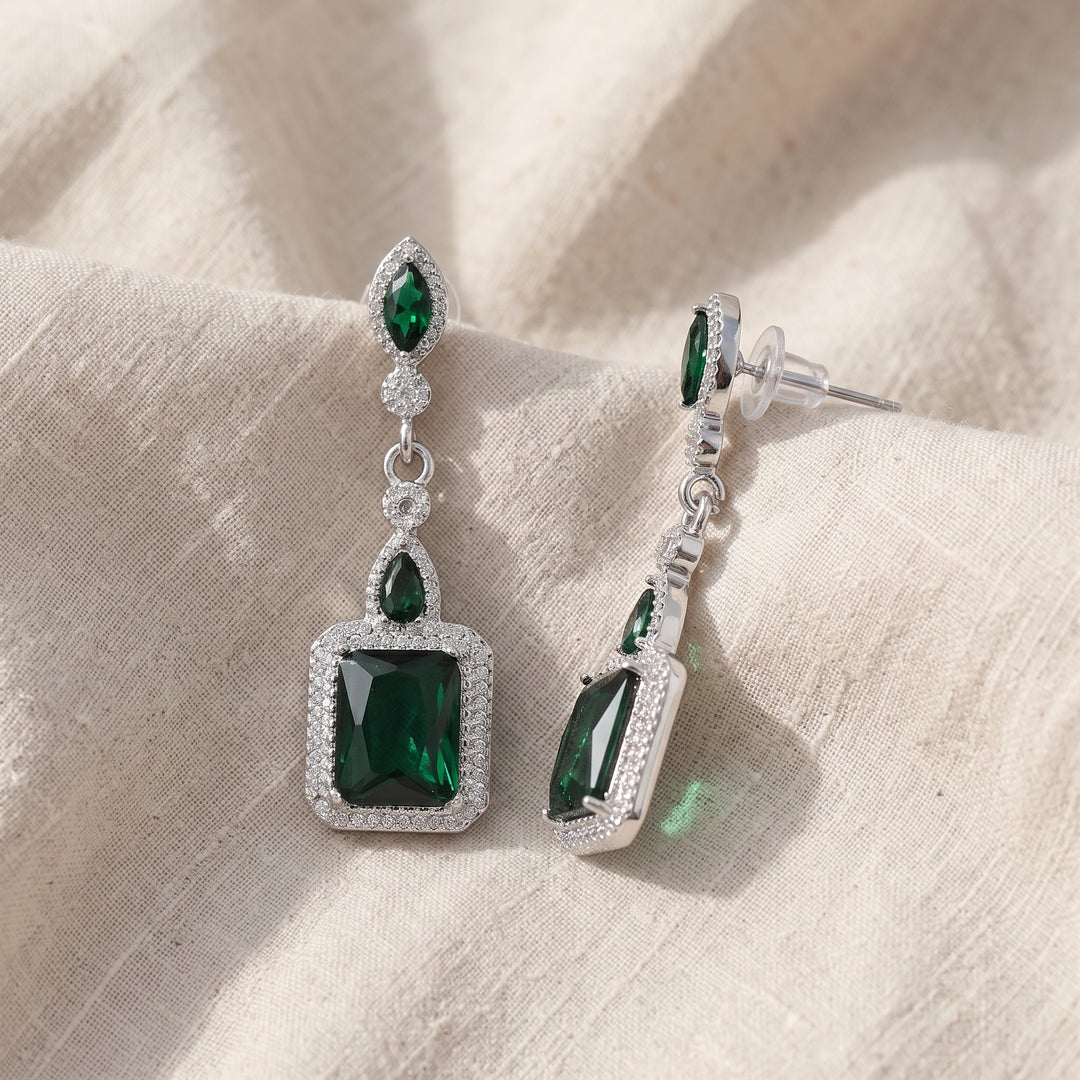 Orecchini Clarion Verdancia Emerald | Tonalità Argento