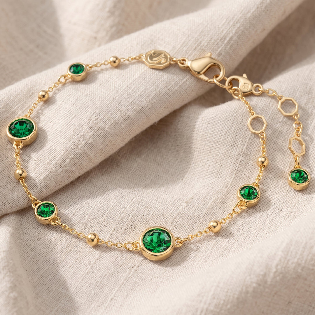 Bracciale Delicato in Smeraldo | Tonalità Oro