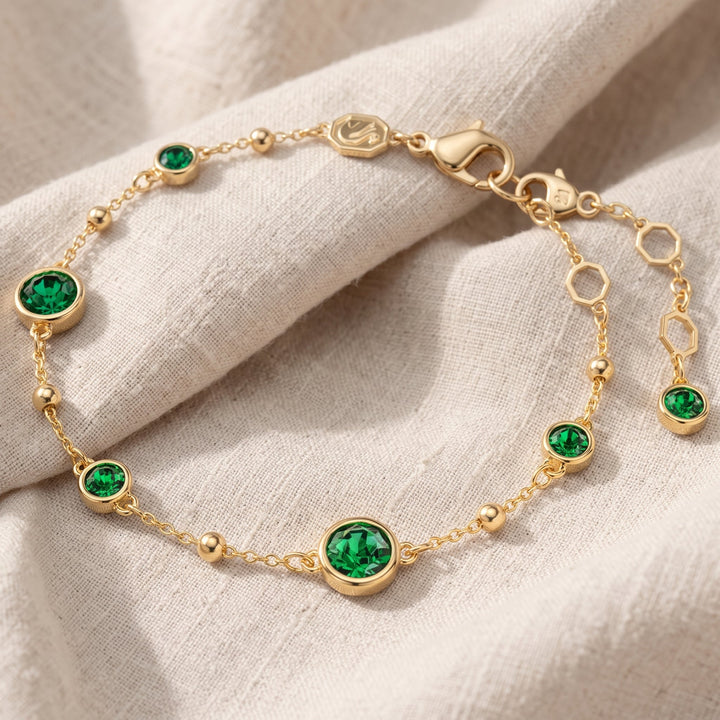 Bracciale Delicato in Smeraldo | Tonalità Oro