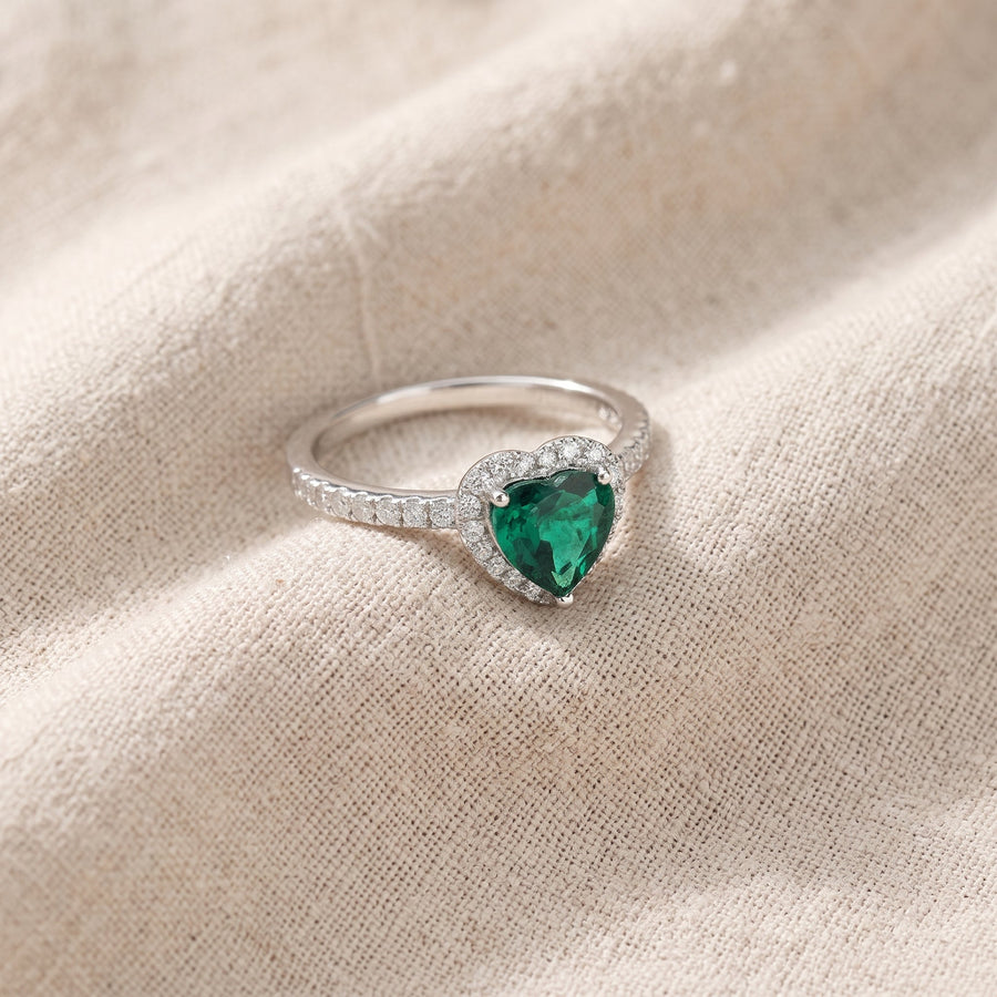 Anello regolabile argentato verde smeraldo