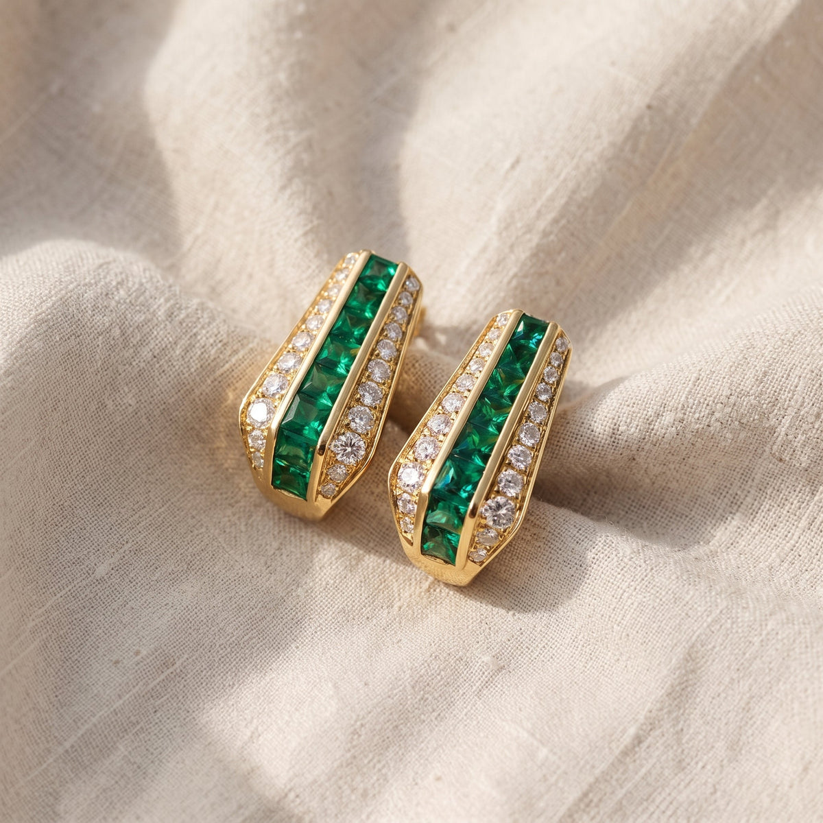 Orecchini Siena dorati verde smeraldo