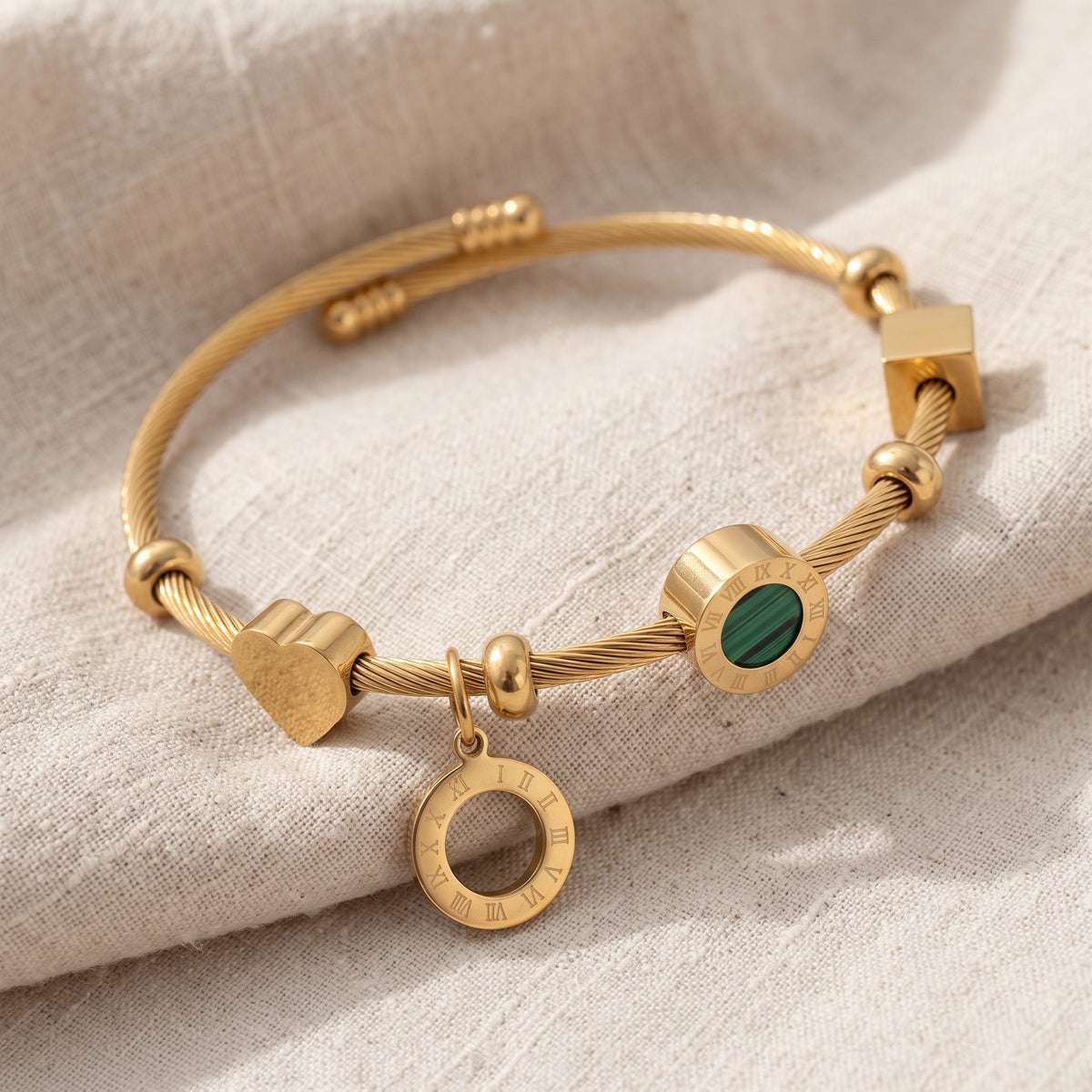 Bracciale Rosella dorato verde smeraldo