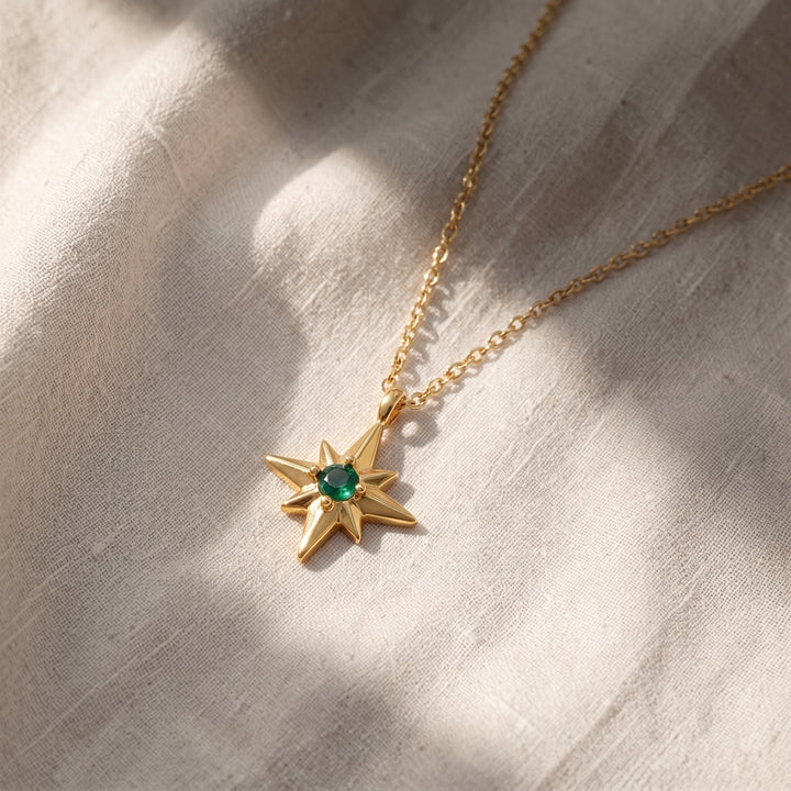 Collana in Gemma Celestina con Smeraldo | Colore Oro