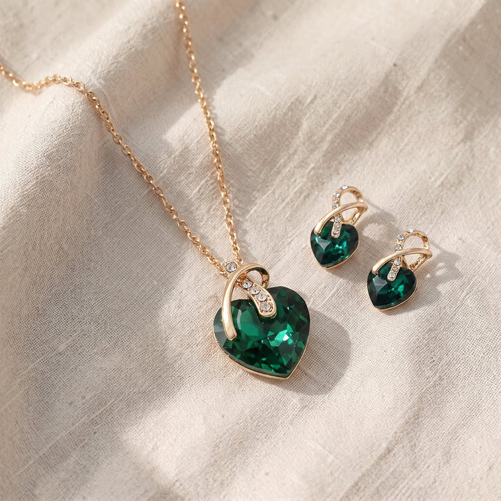Set di Gioielli Selena Marisse in Smaraldo | Colore Oro