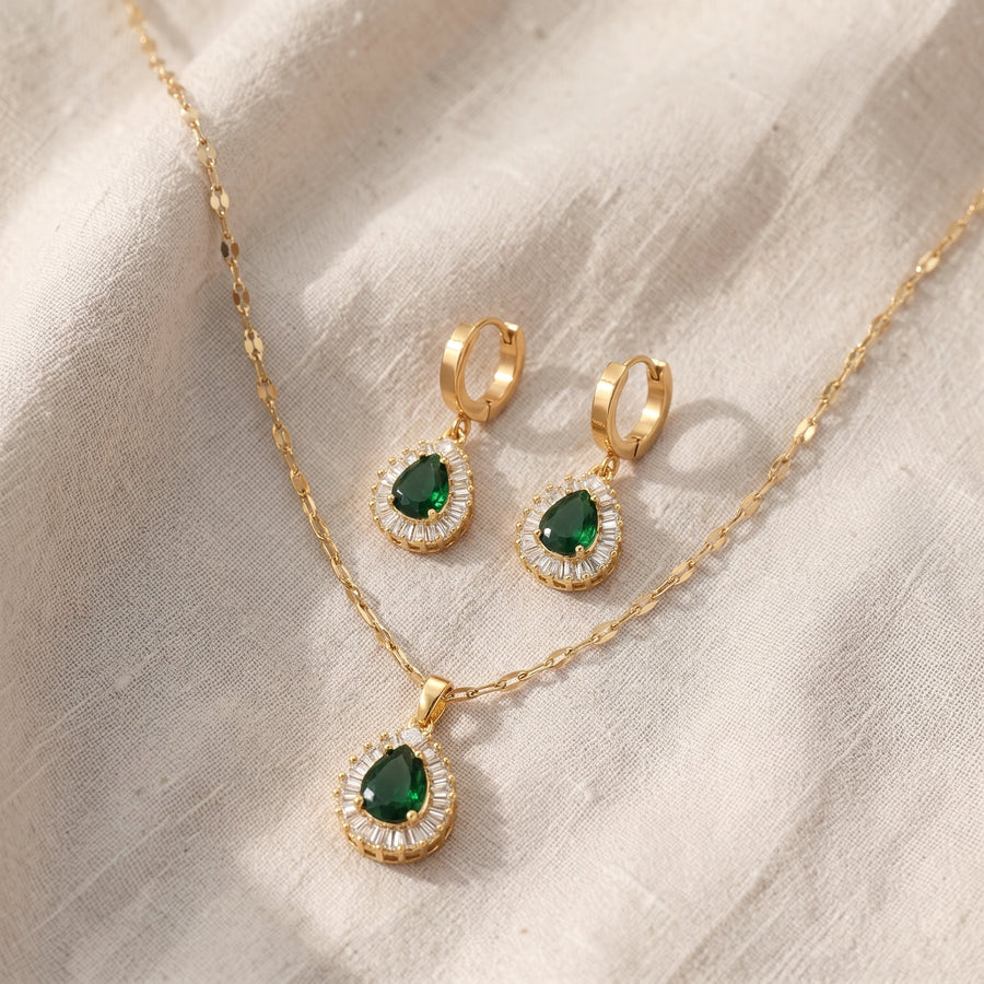 Set di gioielli Rea dorato verde