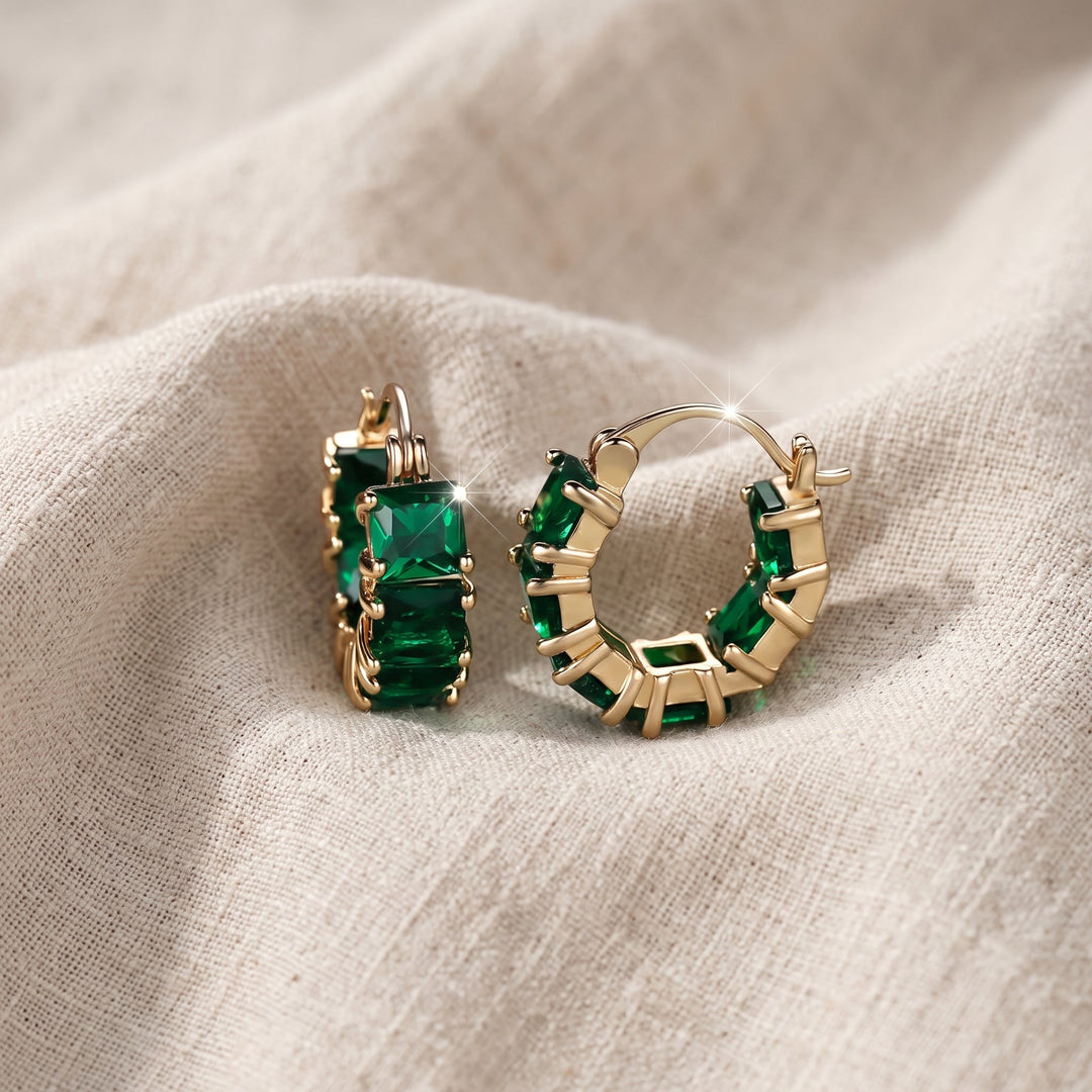 Orecchini Emeris Emerald di Rowena | Color Oro