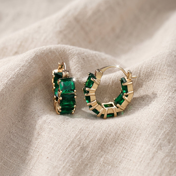 Orecchini Emeris Emerald di Rowena | Color Oro