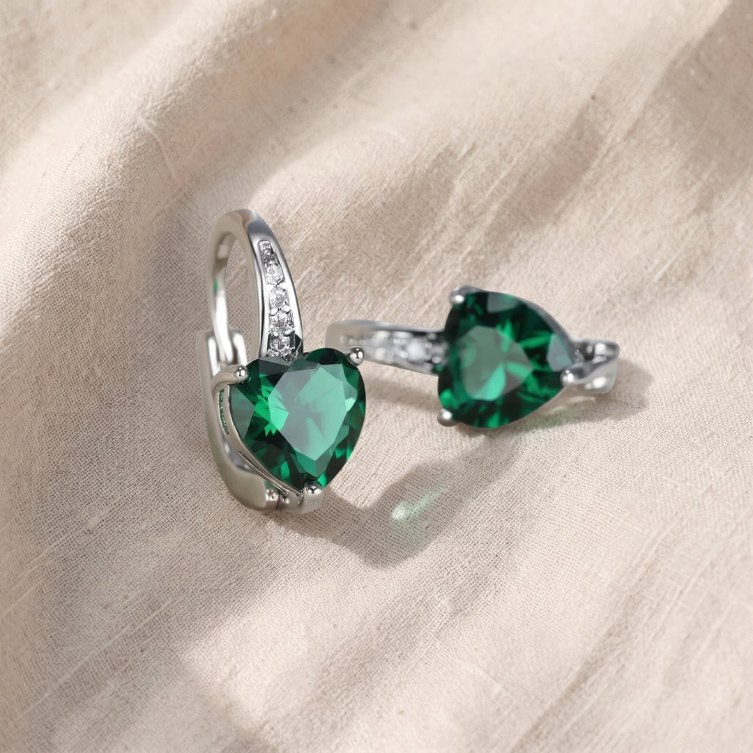 Orecchini Lunara Greystelle in Smalto Verde | Tonalità Argento