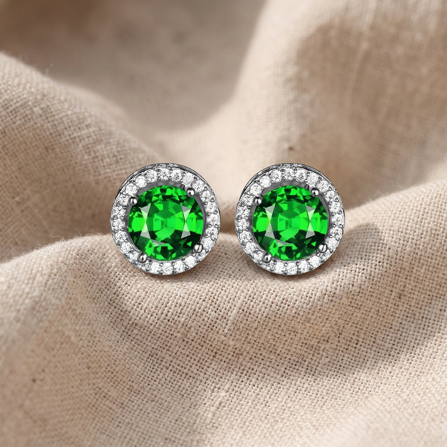 Orecchini Lucia argentati verde smeraldo