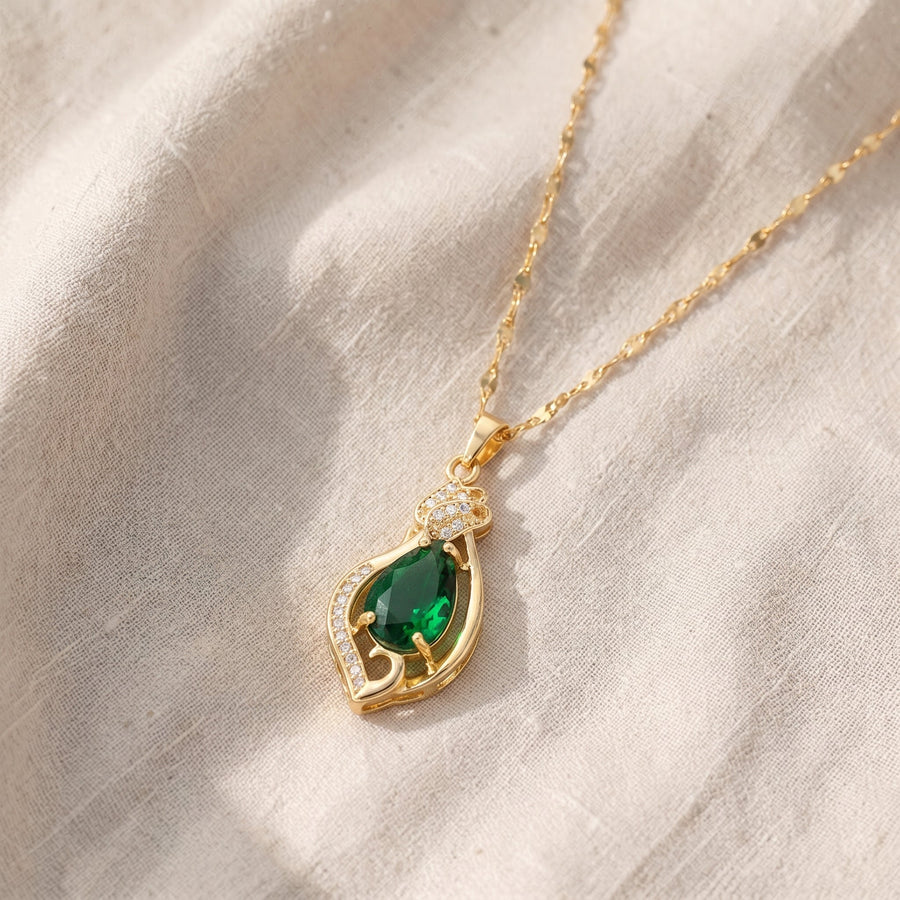 Collana Liana dorata verde smeraldo