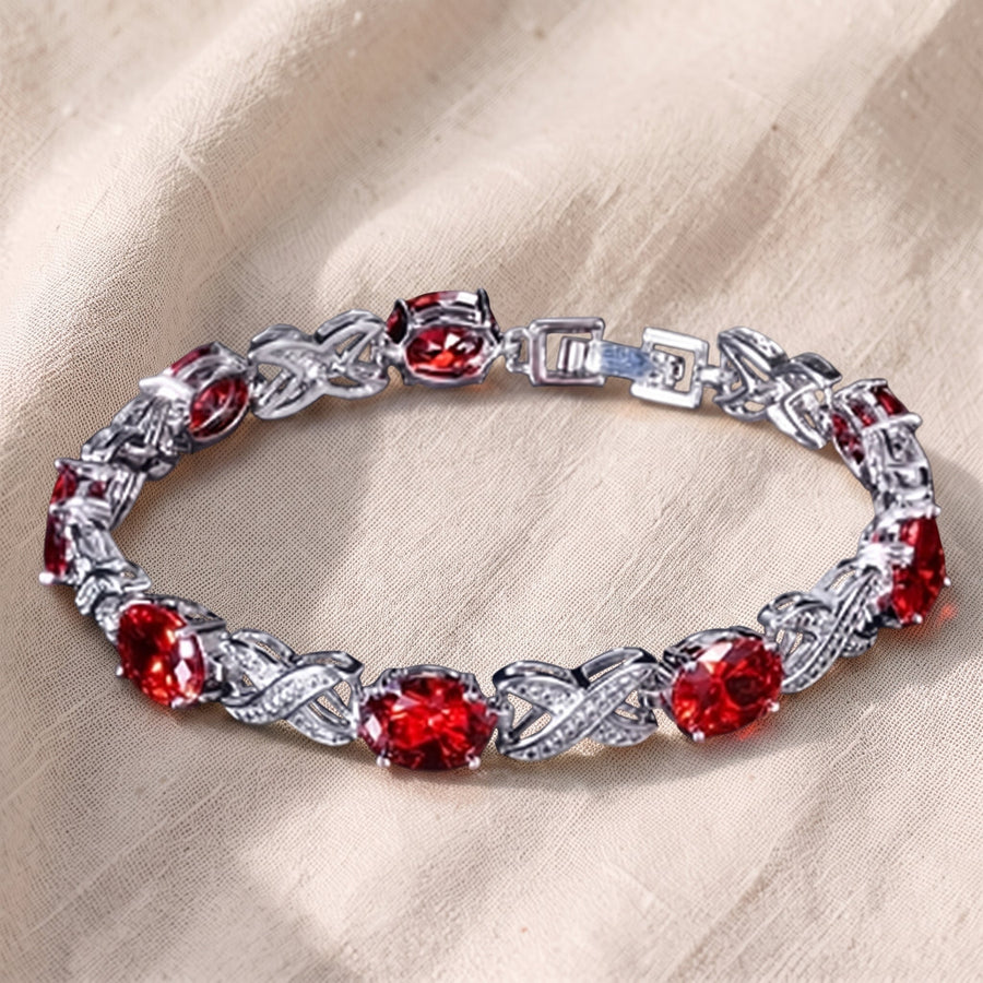 Bracciale Alessandra argentato rosso rubino