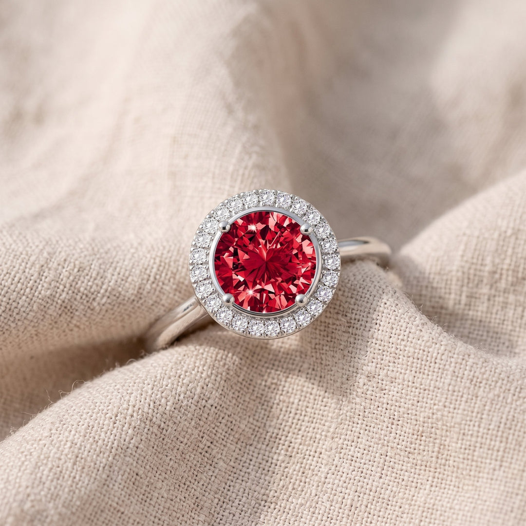 Anello Promessa Rubino Glow Cremisi - Tonalità Argento