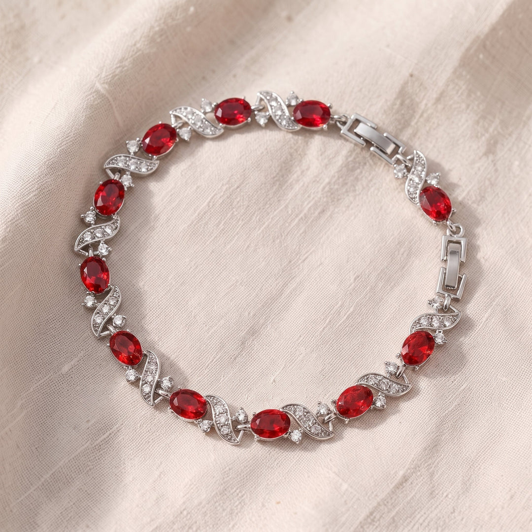 Bracciale Giada Valrouge in Rubino - Tonalità Argento