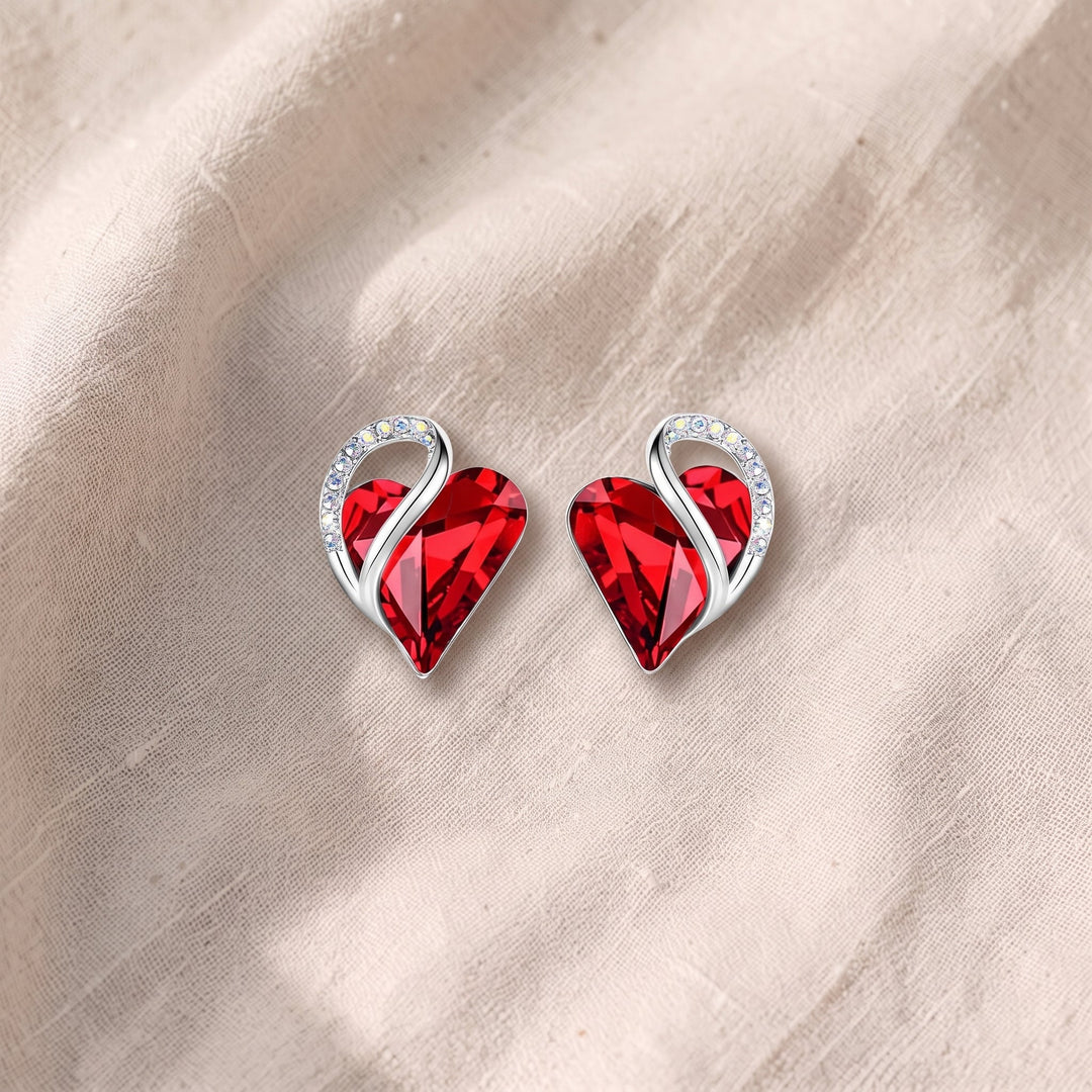 Orecchini Infinity Heart Ruby - Argento