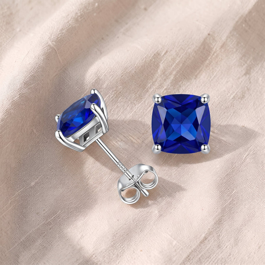 Orecchini a perno minimal argentati blu princess