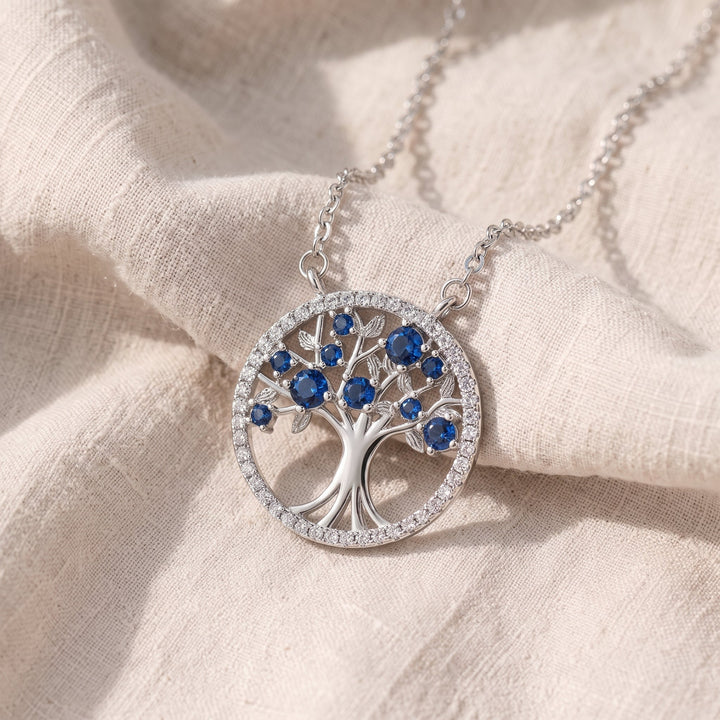 Collana Albero della Vita in Zaffiro | Tonalità Argento