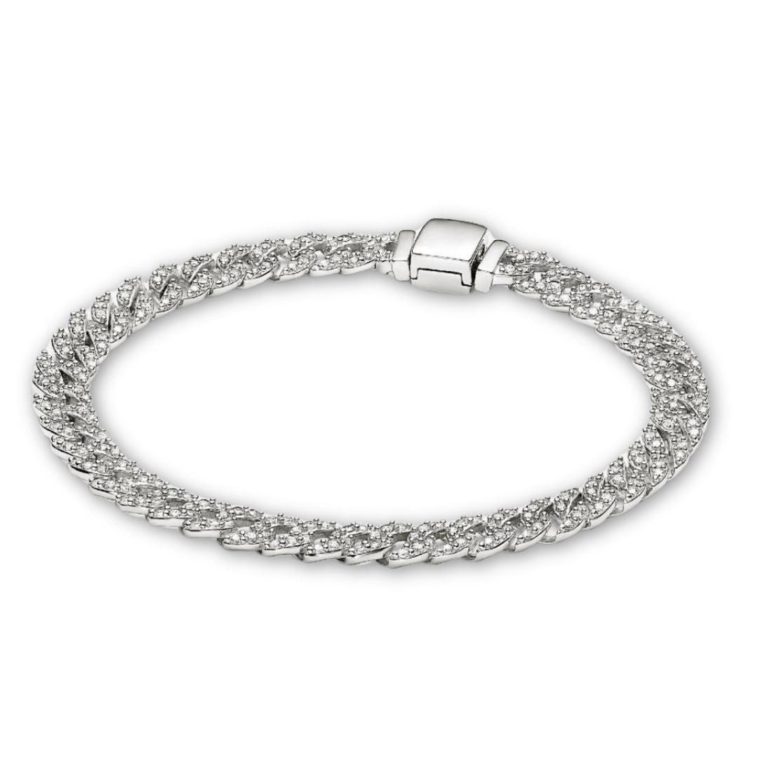 Bracciale cubano con moissanite | Oro