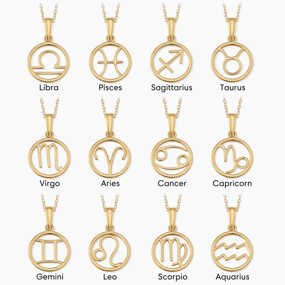 Collana dorata con segno zodiacale
