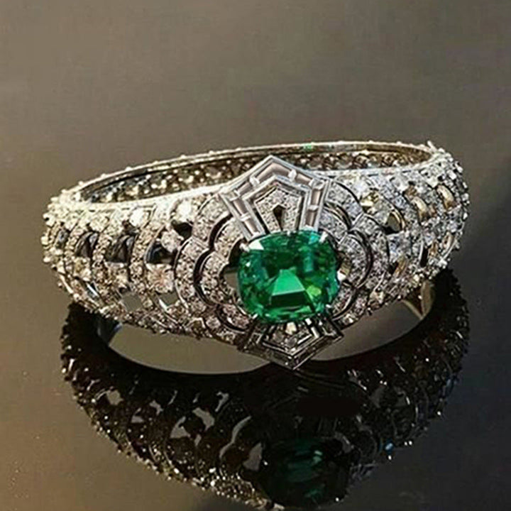 Anello Art Deco con Smeraldo | Tono Argento