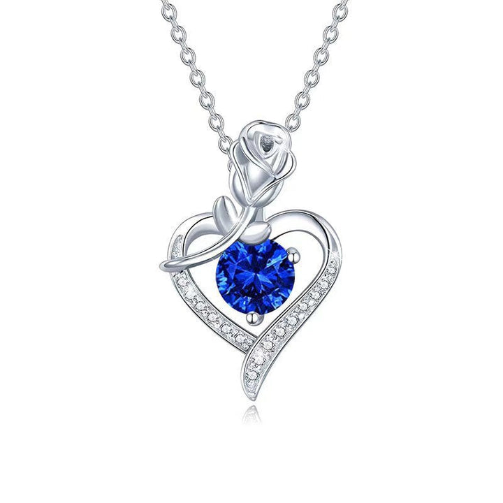 Collana a Cuore di Rosa Zaffiro | Colore Argento