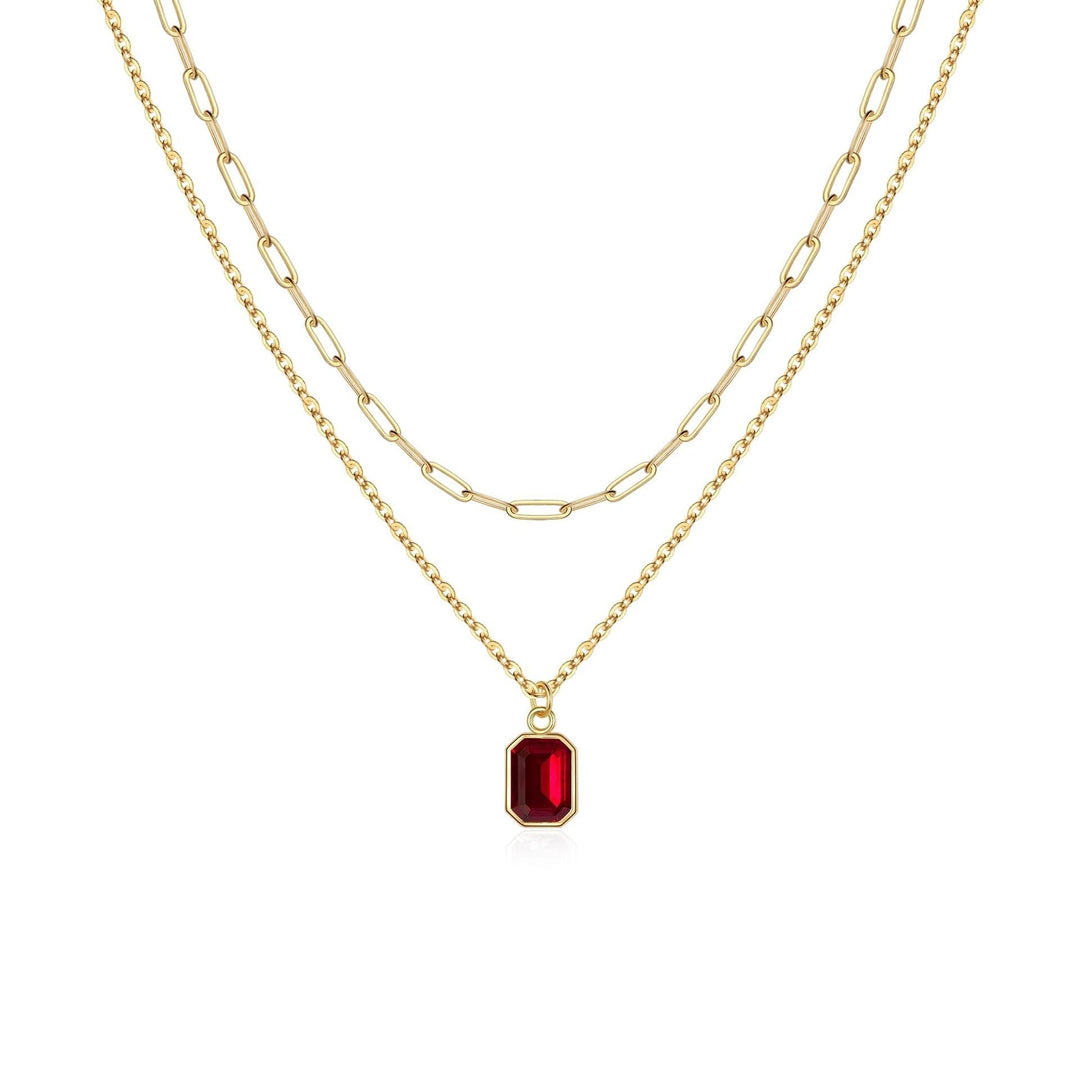 Collana in Rubino a Catena Sovrapposta - Tonalità Oro
