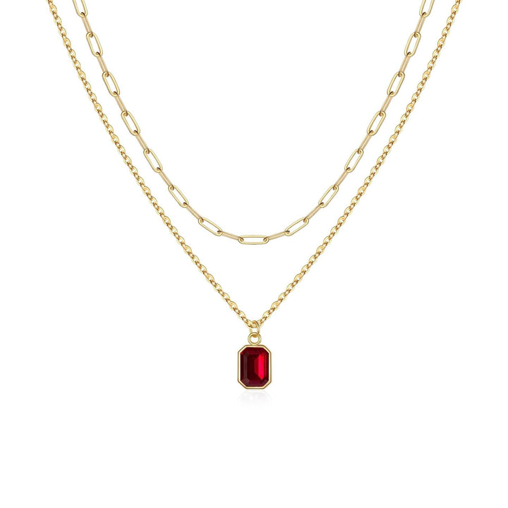 Collana in Rubino a Catena Sovrapposta - Tonalità Oro