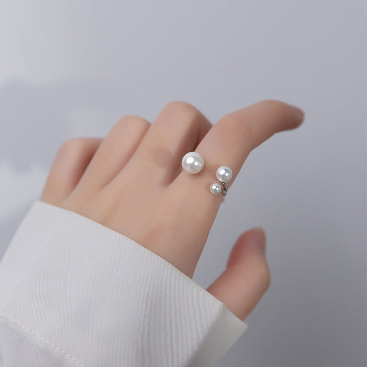 Anello triplo in argento con perle d&