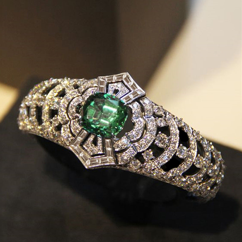 Anello Art Deco con Smeraldo | Tono Argento