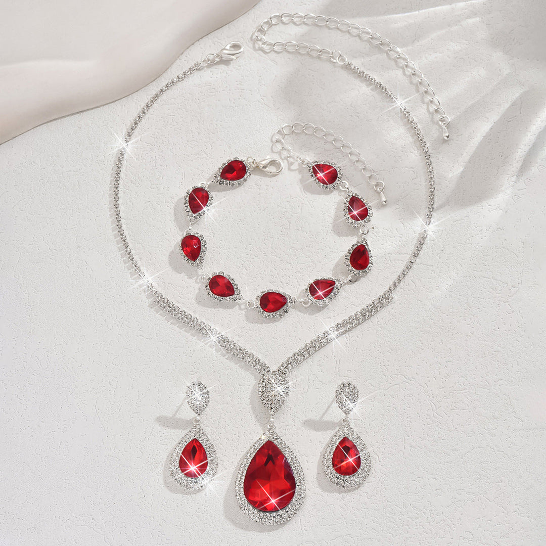 Set di Gioielli Thalira Bloodwynne in Rubino - Tonalità Argento