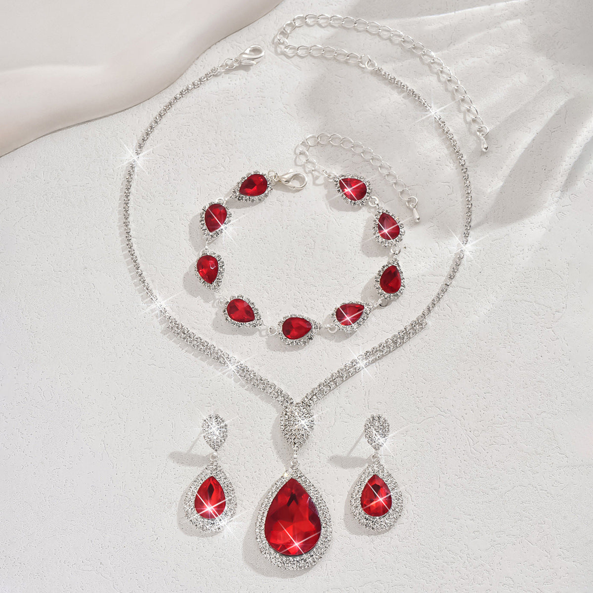 Set di gioielli Talia argentato rosso rubino