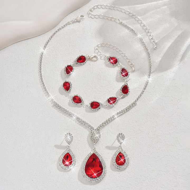 Set di Gioielli Thalira Bloodwynne in Rubino - Tonalità Argento
