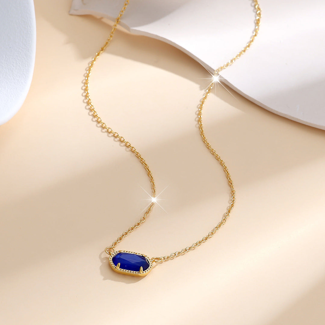 Collana Ovale Classica con Zaffiro | Colore Oro
