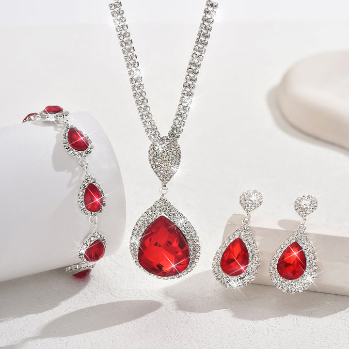 Set di Gioielli Thalira Bloodwynne in Rubino - Tonalità Argento